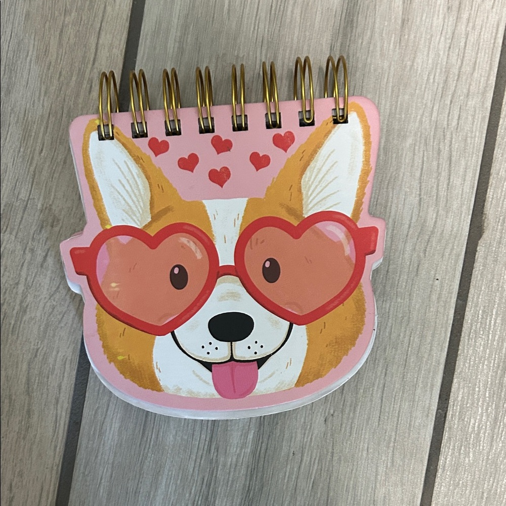 Cute Corgi Dog Notepad with Pink Hearts